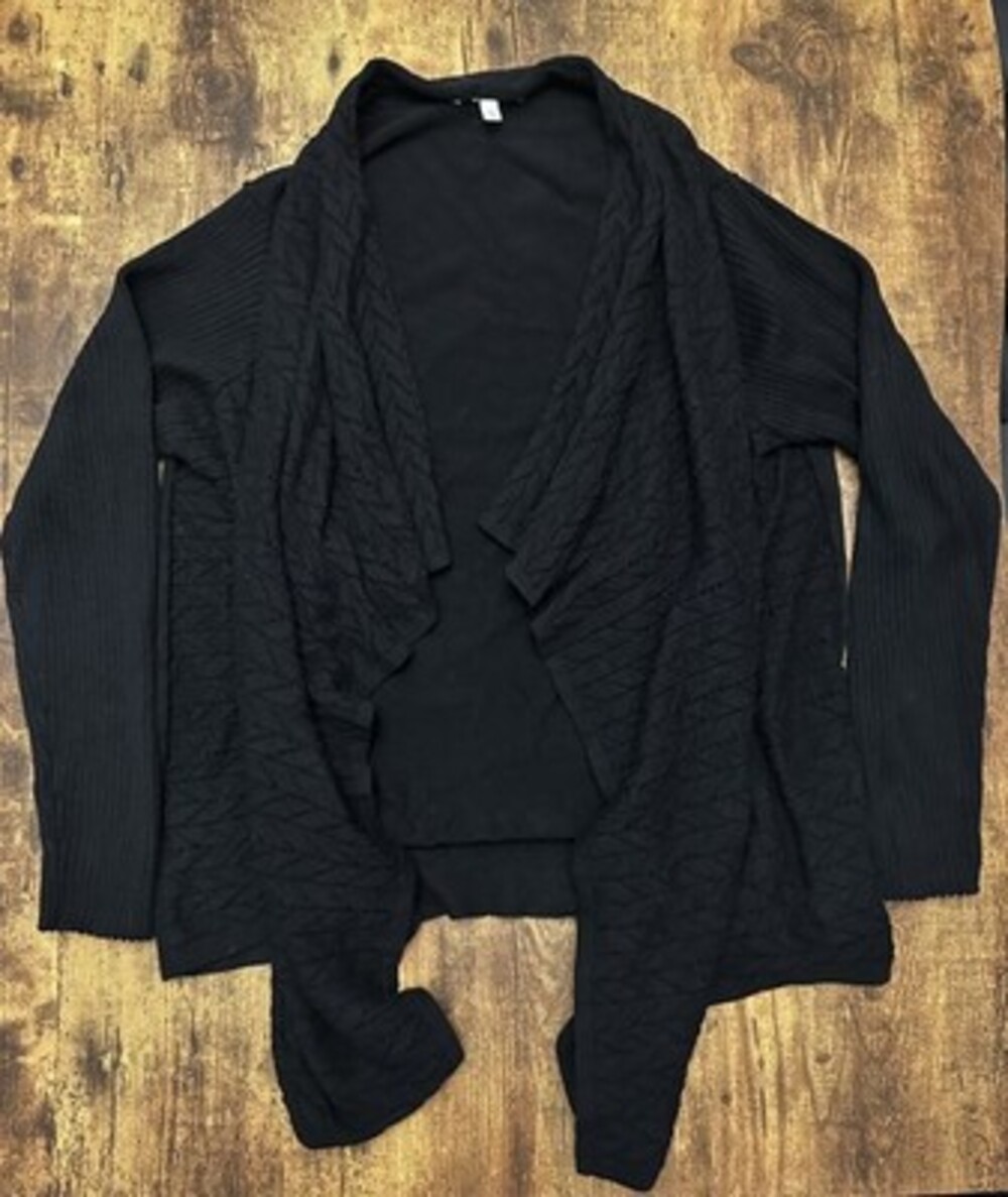 Chaus New York Black Draped Waterfall Cardigan XL